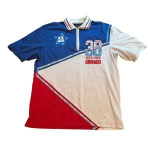 Marithe Francois Girbaud Shirt Size Large Polo Rugby 38 Spell Out Short Sleeve